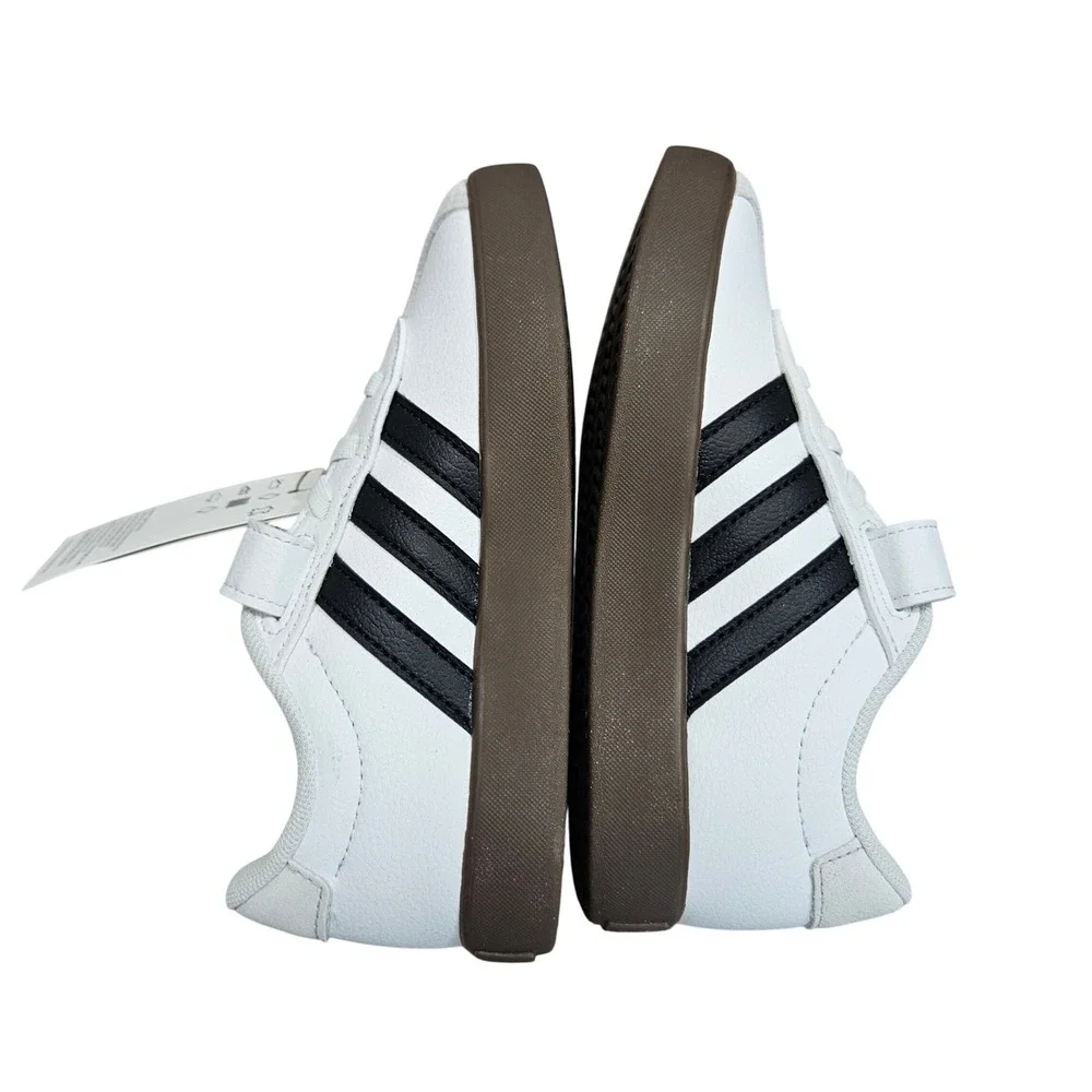 Adidas VL Court 3.0 EL C Kids 12K White Black Gum Sole Athletic Casual Sneakers